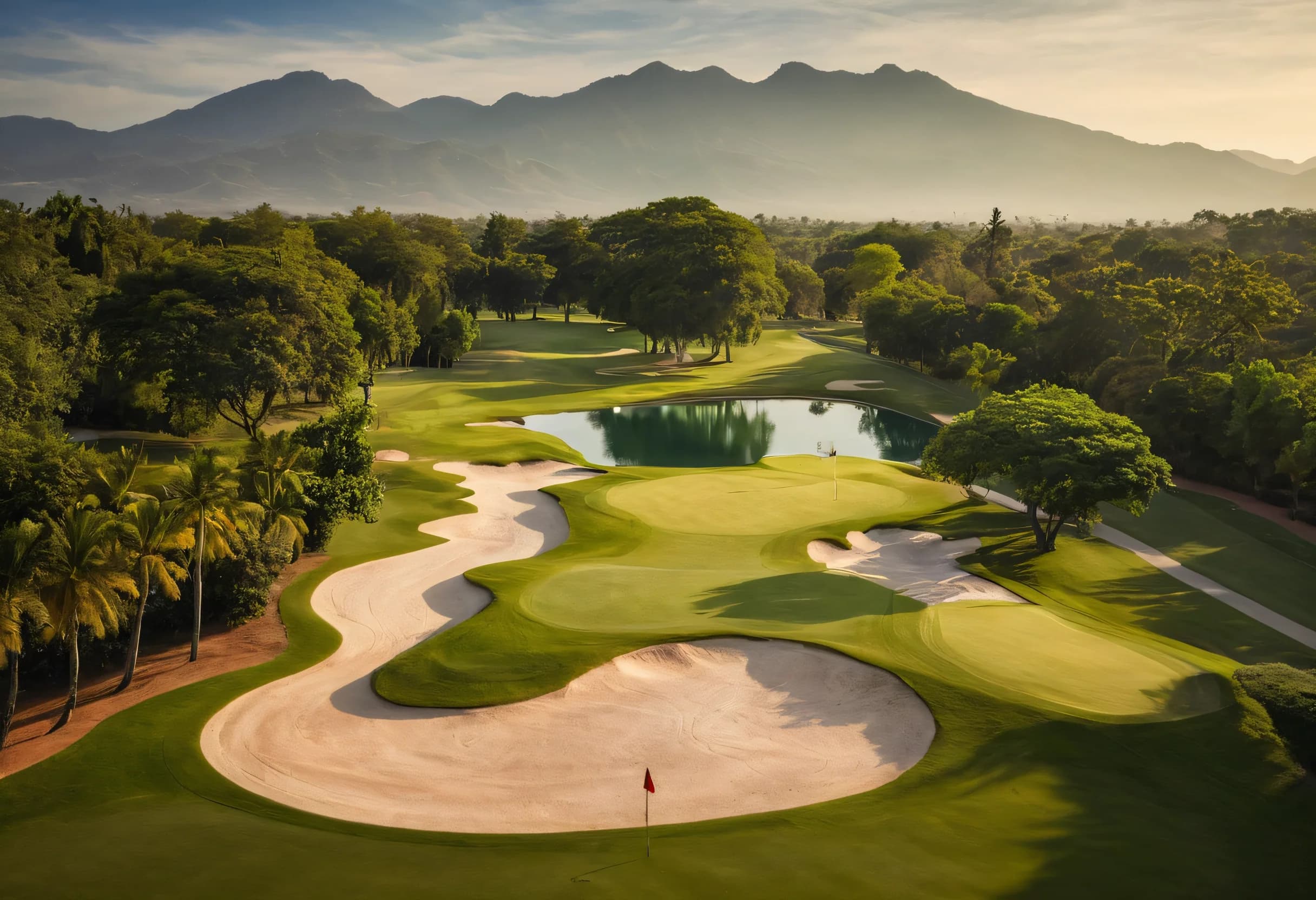 Summit Green Valley golf course fairway in Chiang Mai with mountains behind